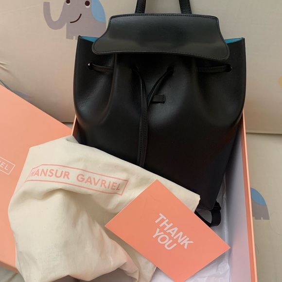 Mansur Gavriel mini backpack black/baby blue